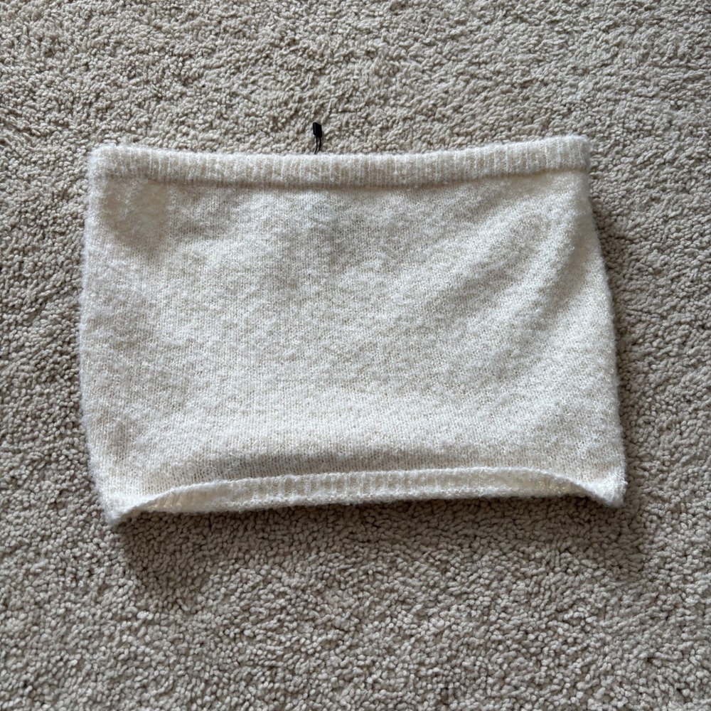 Pretty Garbage Womens Cream Knit Tube Top Strapless Sweater‎ PST731 Ivory Large